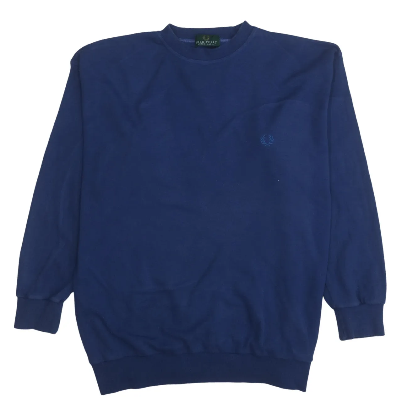 FRED PERRY 90's Lightweight Crew Neck Sweatshirt XXLarge Navy Blue sold by Vintage Club