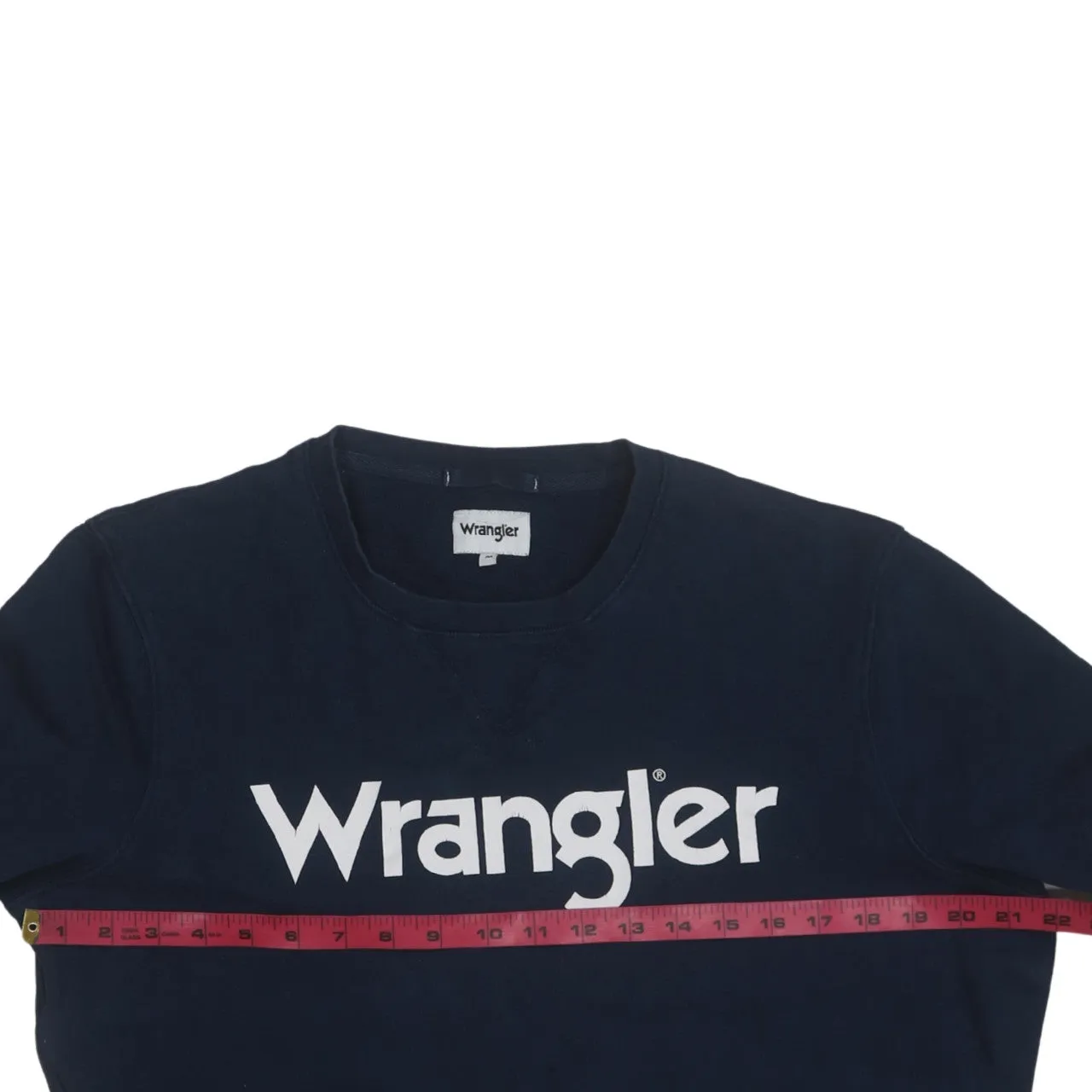 Wrangler Navy Blue Sweatshirt Men's Medium Printed Logo Crewneck Pullover Fleece Top sold by Vintage Club product image thumbnail 5