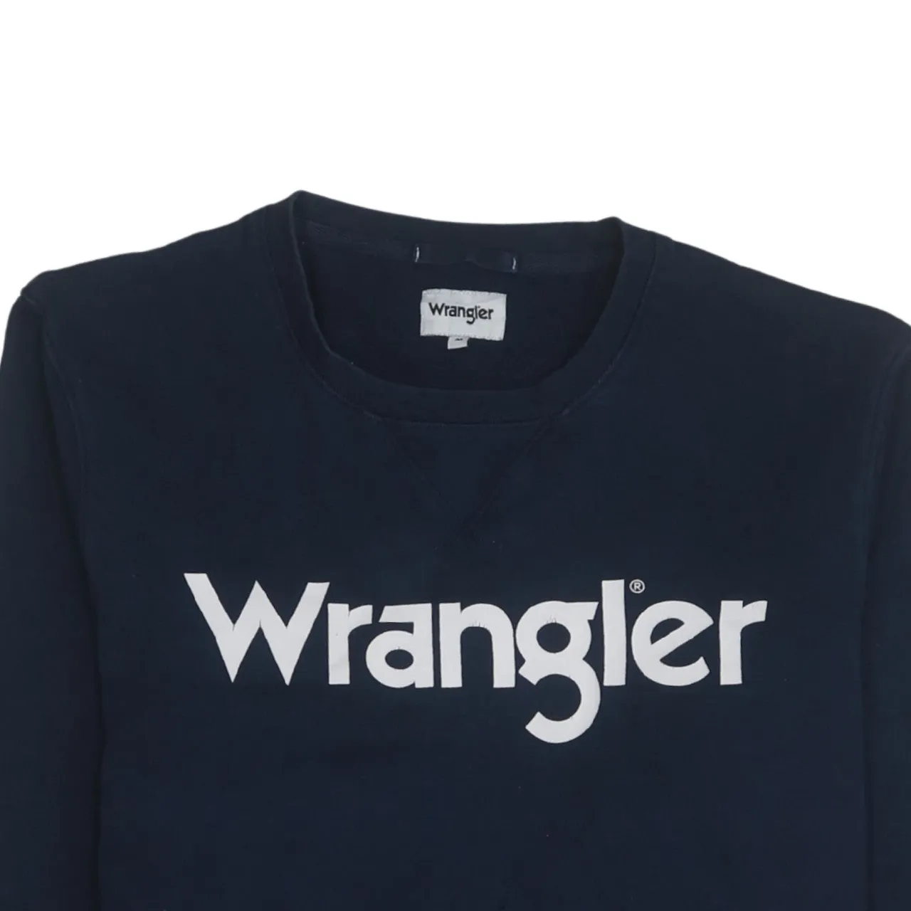 Wrangler Navy Blue Sweatshirt Men's Medium Printed Logo Crewneck Pullover Fleece Top sold by Vintage Club product image thumbnail 3