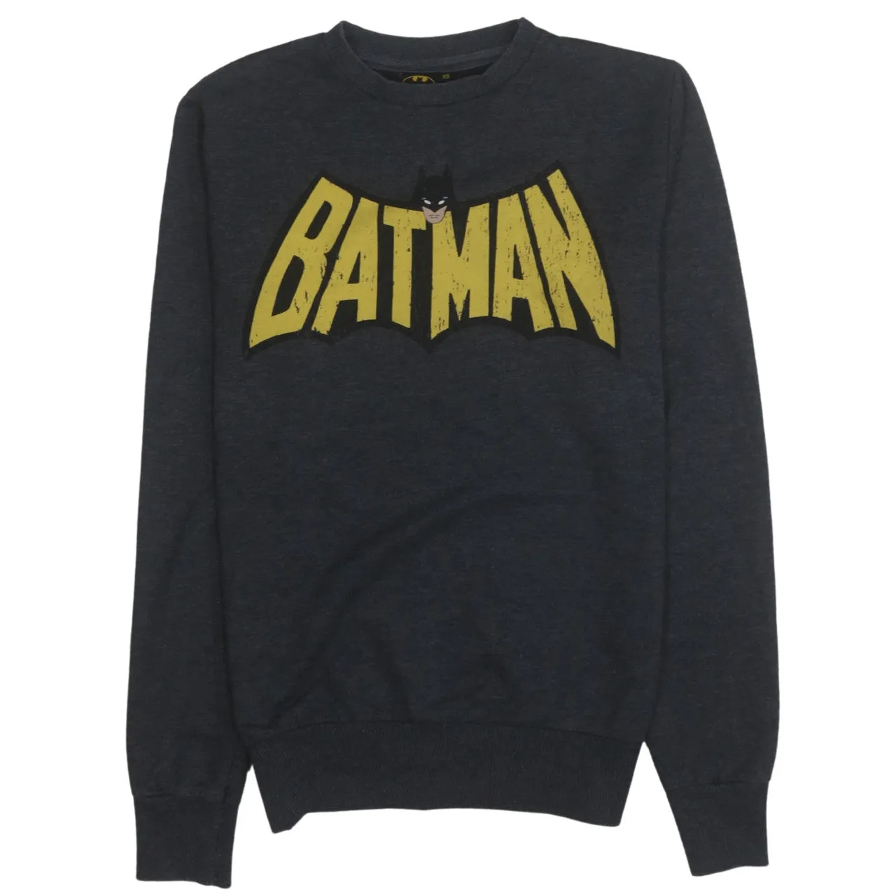 Batman 90's Spellout Crew Neck Sweatshirt XSmall Grey sold by Vintage Club