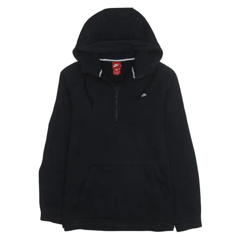 Nike Black Hoodie Men’s Large Half Zip Embroidered Swoosh Front Pocket Pullover Sweatshirt sold by Vintage Club