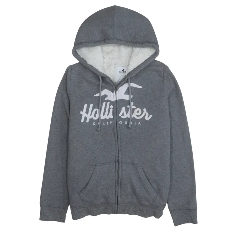 Hollister 90's Spellout Full Zip Up Hoodie Large Grey made by Hollister
