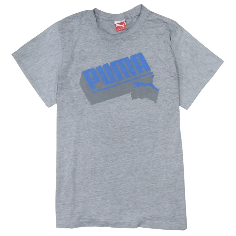 Puma Grey Graphic T Shirt Men’s Large Blue Printed Logo Short Sleeve Casual Top sold by Vintage Club