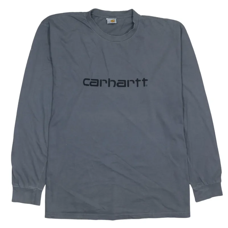 Carhartt Charcoal Grey Long Sleeve T Shirt Men's Large Printed Logo Crewneck Top made by Carhartt