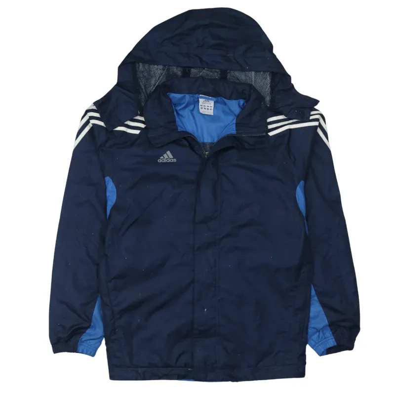 Adidas 90's Hooded Full Zip Up Windbreaker Small Navy Blue made by Adidas