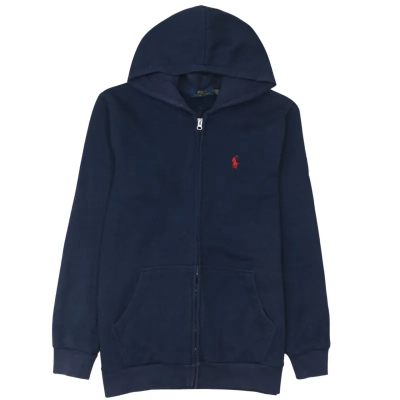 Polo Ralph Lauren 90's Drawstring Pockets Full Zip Up Hoodie Large Navy Blue made by Polo by Ralph Lauren