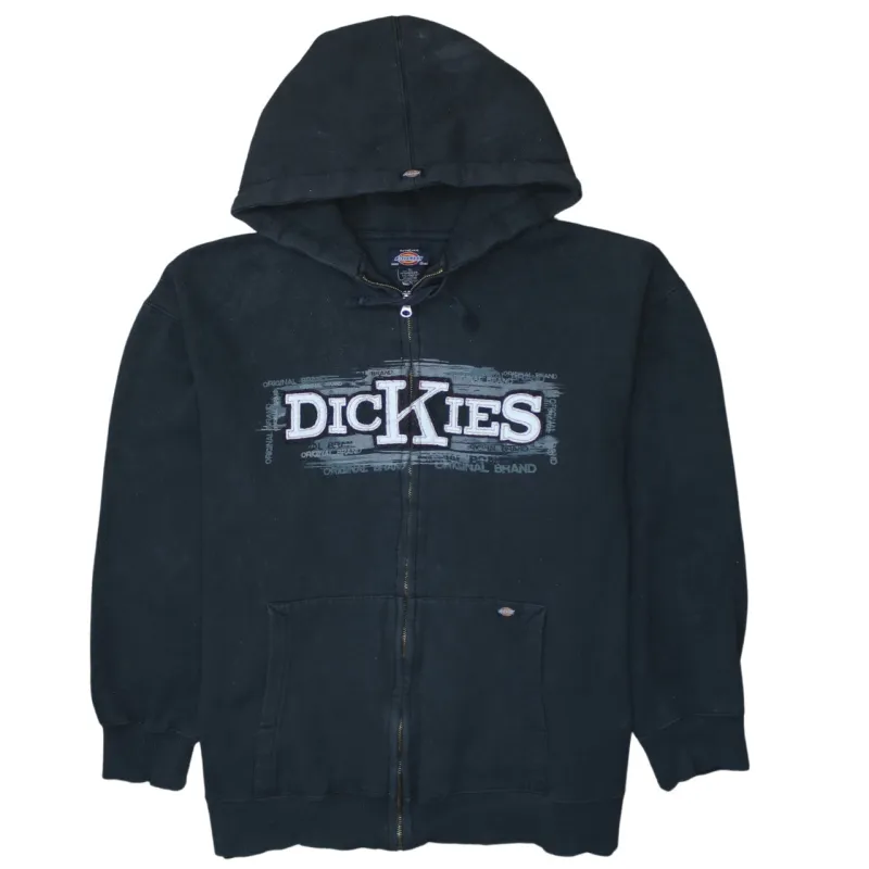 Dickies 90's Spellout Full Zip Up Hoodie XLarge Black made by Dickies