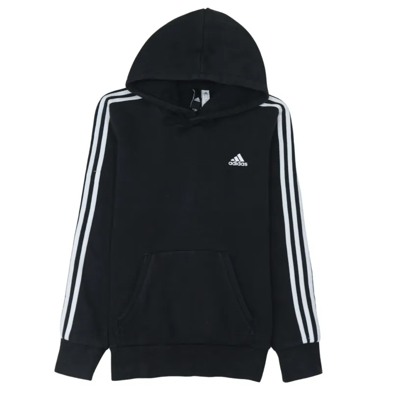 Adidas 90's Striped Sleeve Pullover Hoodie Small Black sold by Vintage Club