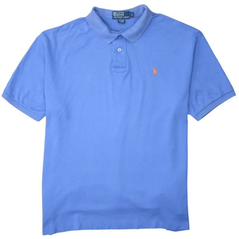 Polo Ralph Lauren 90's Short Sleeves Quarter Button Polo Shirt Large Blue sold by Vintage Club