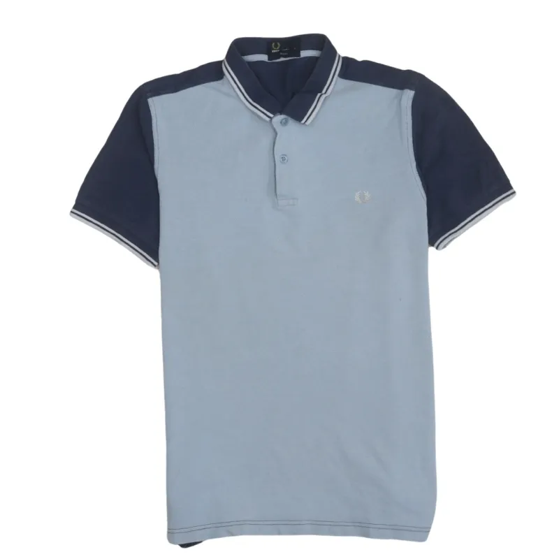 FRED PERRY 90's Short Sleeves Quarter Button Polo Shirt Large Blue sold by Vintage Club