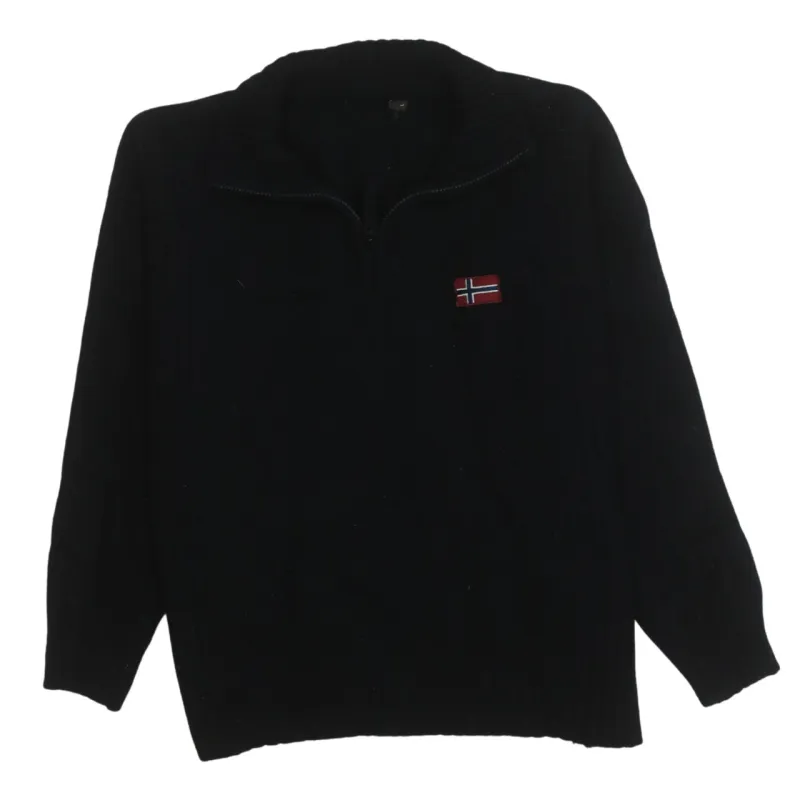 Napapijri 90's Lightweight Quarter Zip Sweatshirt Large Black made by Napapijri