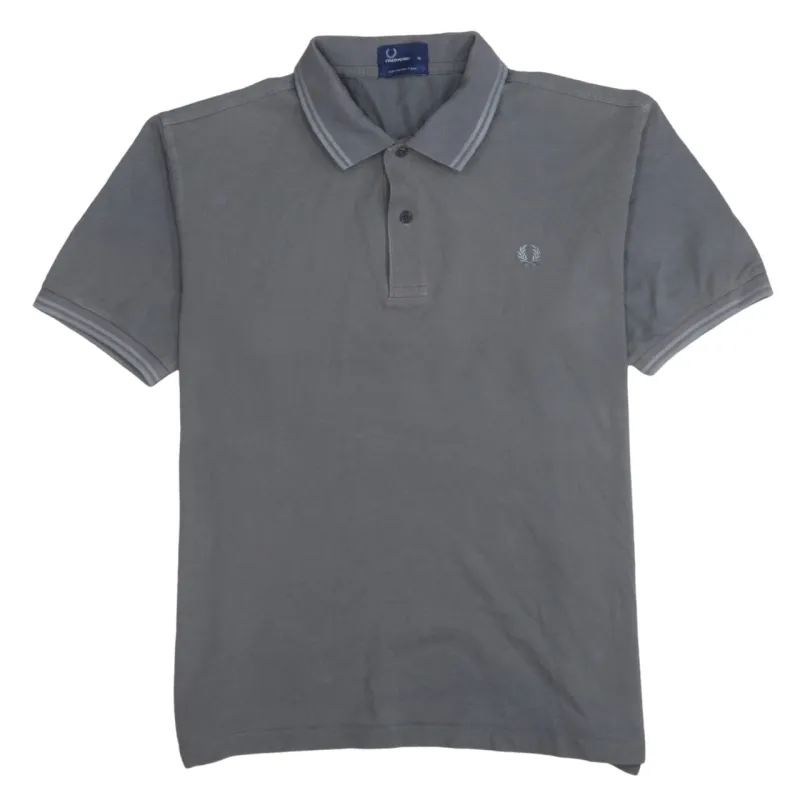 FRED PERRY 90's Short Sleeves Quarter Button Polo Shirt XLarge Grey sold by Vintage Club