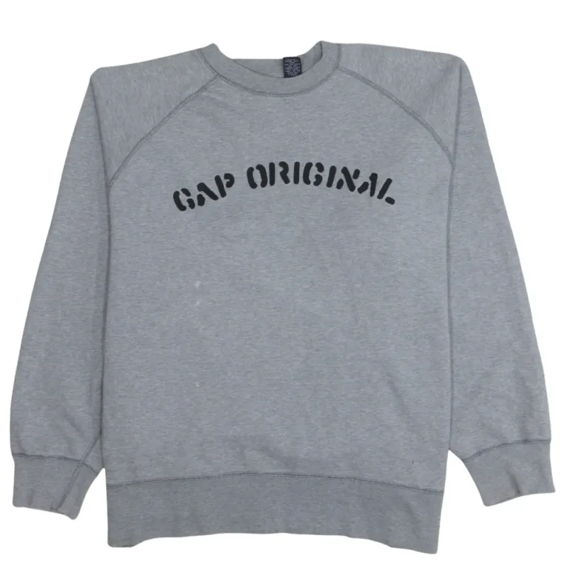 Gap 90's Spellout Crew Neck Sweatshirt Medium Grey sold by Vintage Club