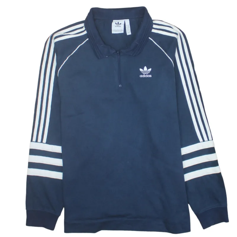 Adidas 90's Straight Leg Baggy Quarter Zip Sweatshirt XLarge Navy Blue sold by Vintage Club