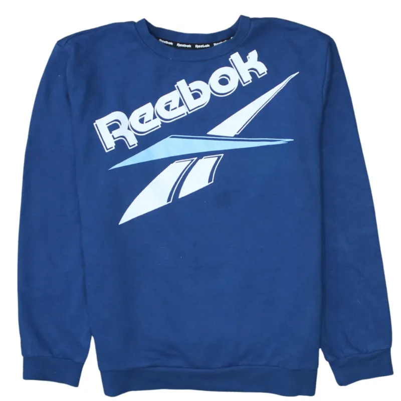Reebok 90's Spellout Crew Neck Sweatshirt Large Blue sold by Vintage Club