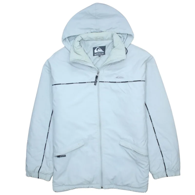 QuikSilver 90's Hooded Full Zip Up Windbreaker XLarge Grey made by Quiksilver