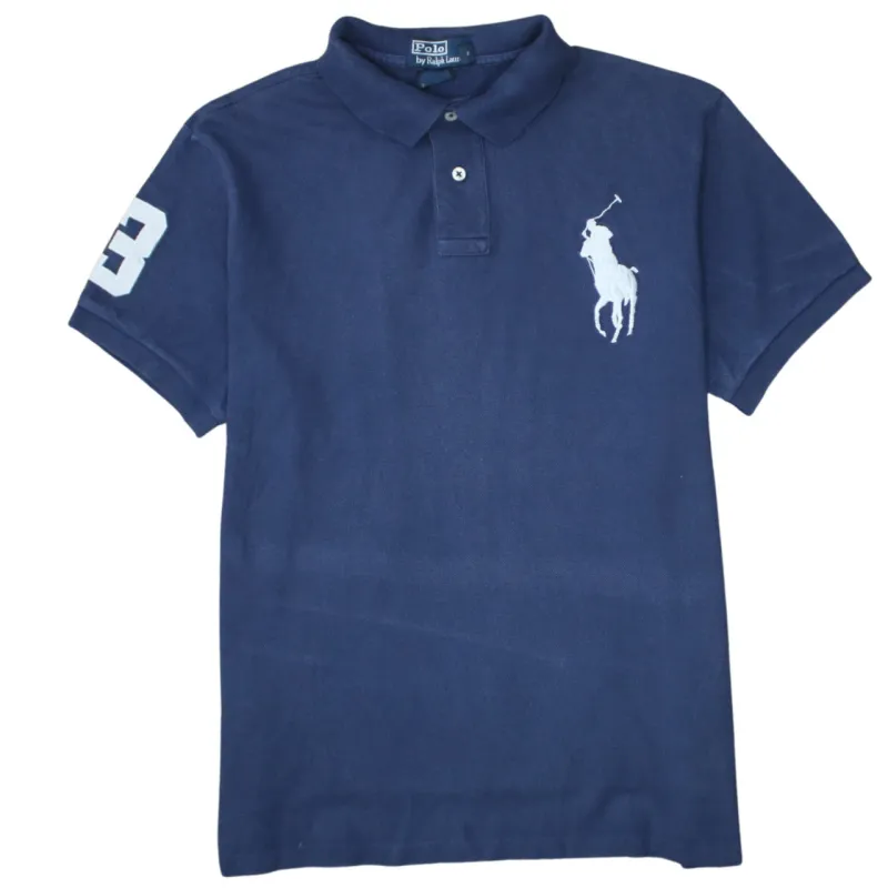 Polo Ralph Lauren 90's Short Sleeves Quarter Button Polo Shirt Large Navy Blue sold by Vintage Club