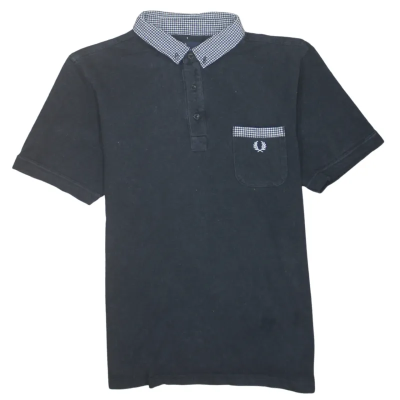 FRED PERRY 90's Short Sleeves Quarter Button Polo Shirt Large Black sold by Vintage Club