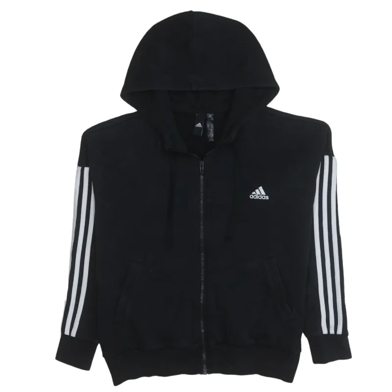 Adidas 90's Striped Sleeve Full Zip Up Hoodie Large Black sold by Vintage Club