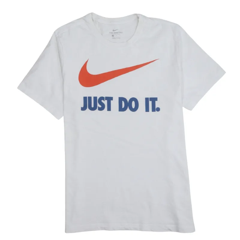 Nike 90's Center Middle Swoosh Crew Neck T Shirt Large White made by Vintage Club