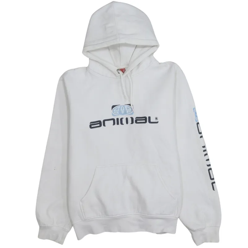 Animal 90's Spellout Pullover Hoodie Medium White made by Animal