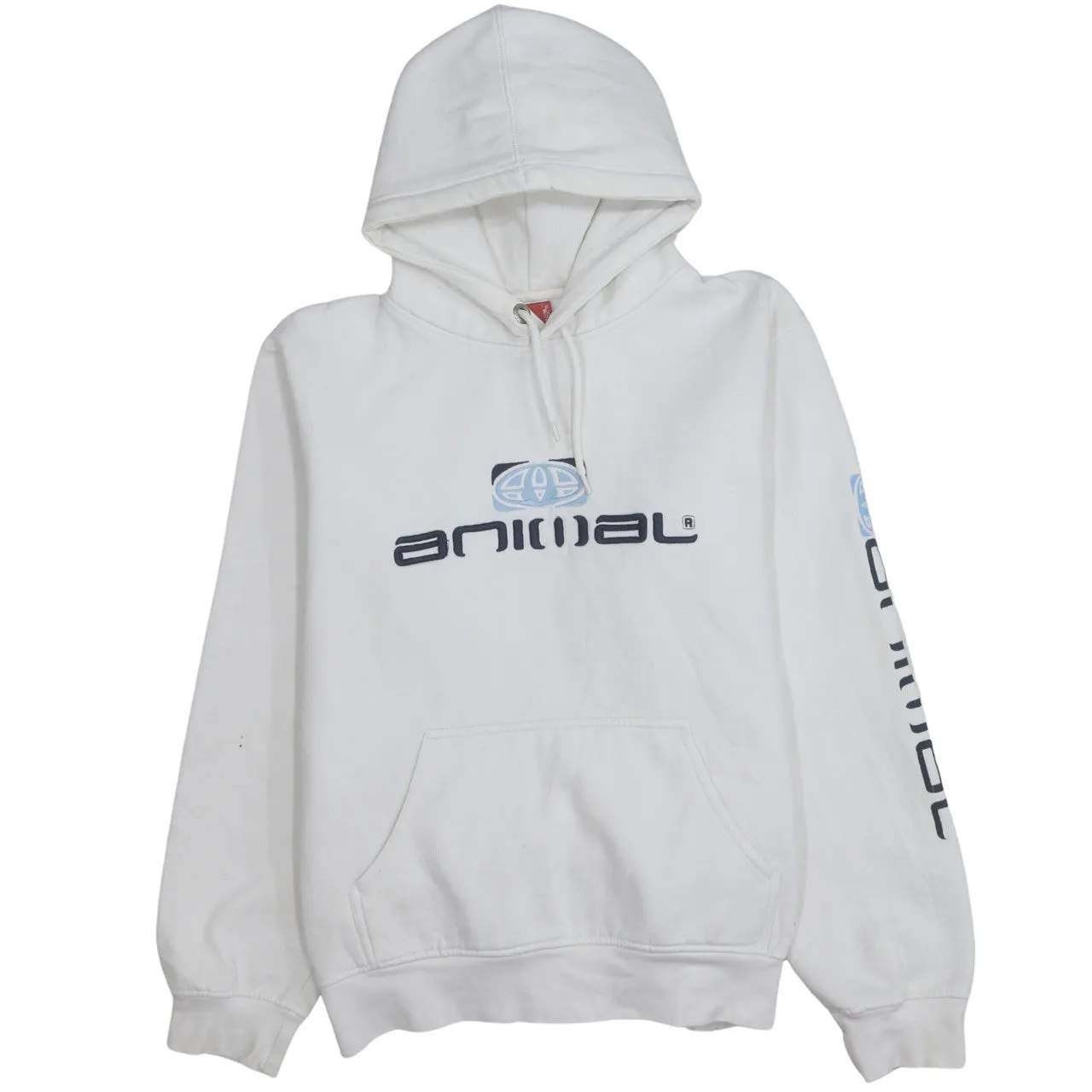 Animal 90's Spellout Pullover Hoodie Medium White sold by Vintage Club
