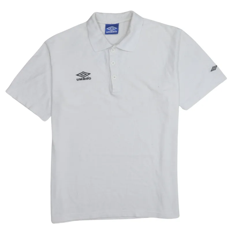 Umbro 90's Short Sleeves Quarter Button Polo Shirt Medium White sold by Vintage Club