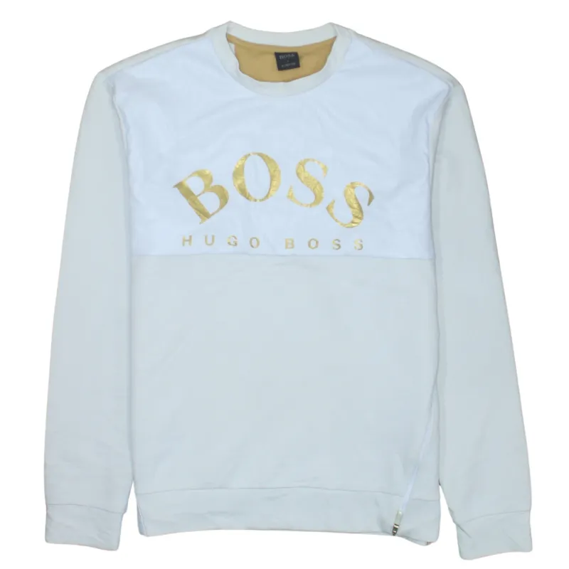HUGO BOSS 90's Spellout Crew Neck Sweatshirt Medium White sold by Vintage Club