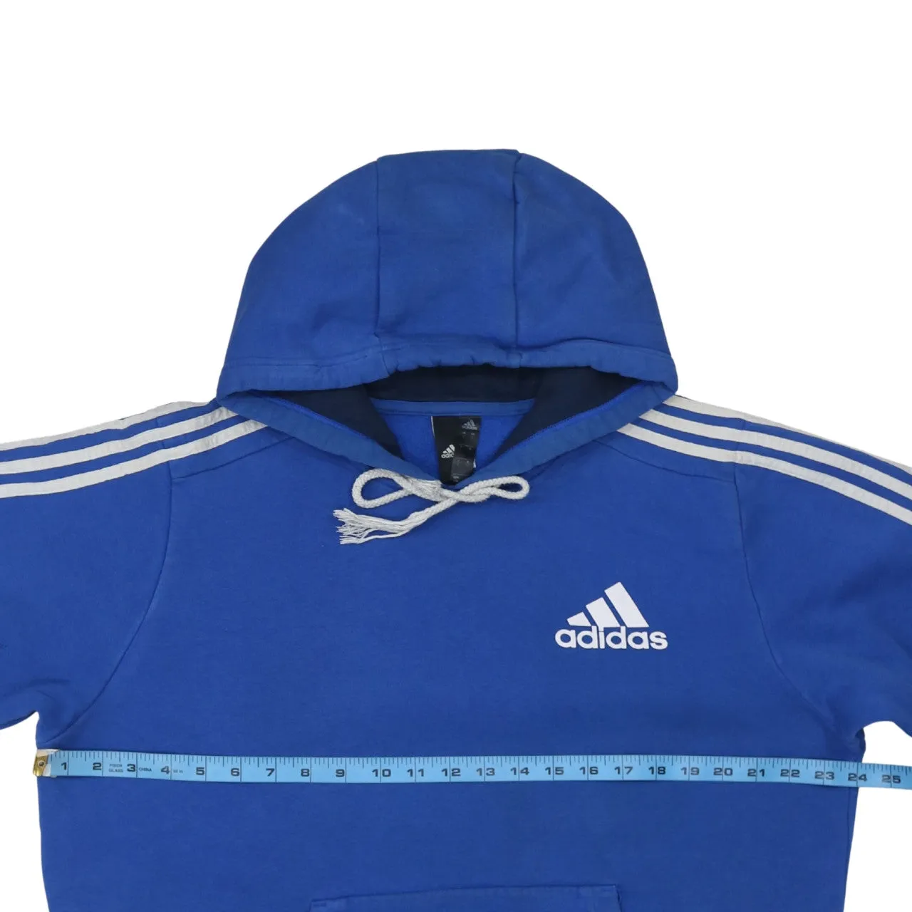 Adidas 90's Striped Sleeve Pullover Hoodie Large Blue sold by Vintage Club product image thumbnail 5