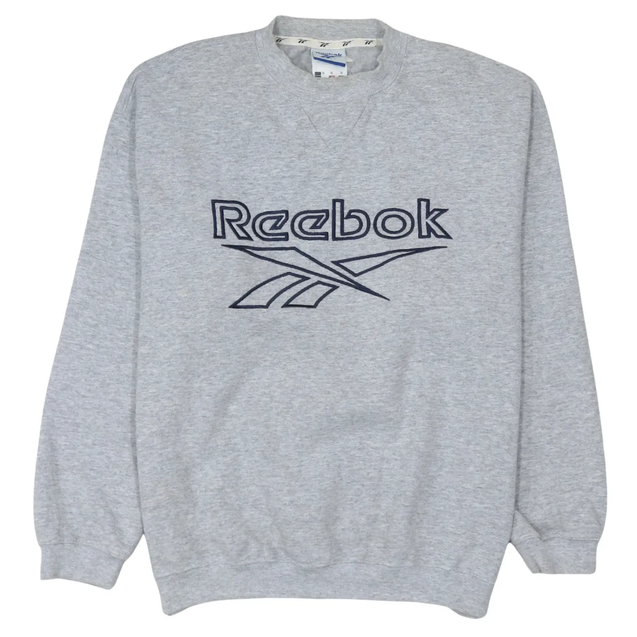 Reebok 90's Spellout Crew Neck Sweatshirt Small Grey sold by Vintage Club