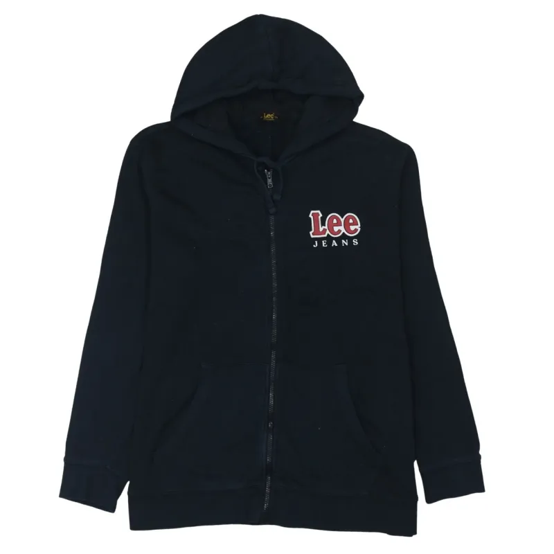 Lee 90's Lightweight Full Zip Up Hoodie Large Black made by Lee