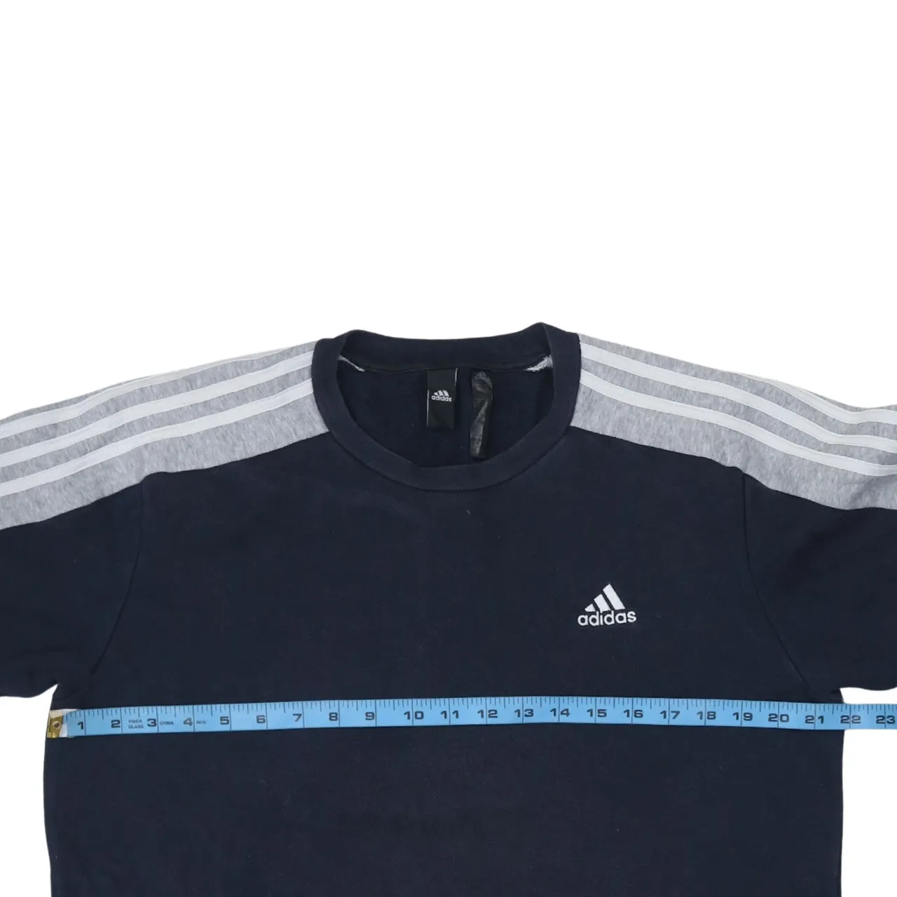 Adidas 90's Striped Sleeve Crew Neck Sweatshirt Small Navy Blue sold by Vintage Club product image thumbnail 5