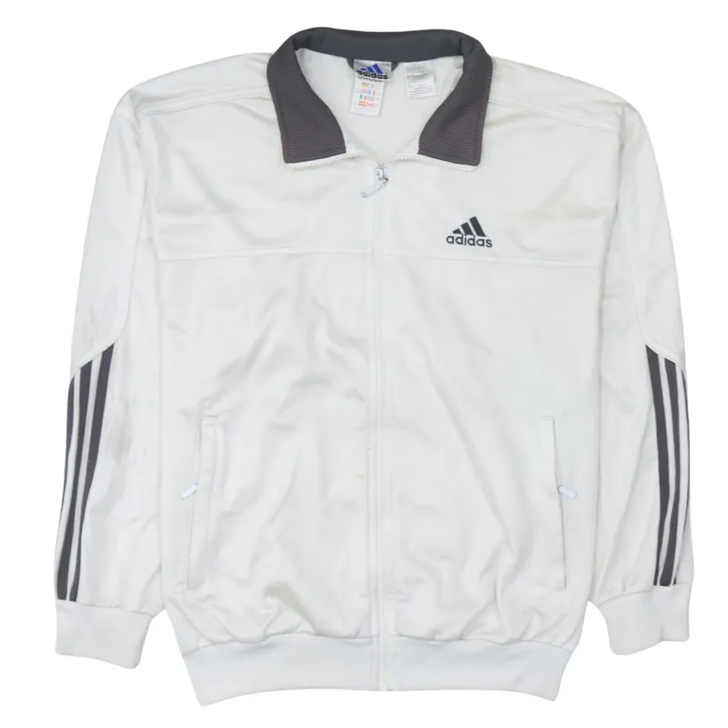 Adidas 90's Striped Sleeve Full Zip Up Sweatshirt Small White sold by Vintage Club