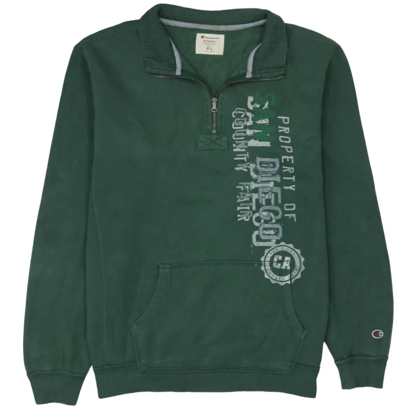 Champion 90's Drawstring Pockets Quarter Zip Sweatshirt XLarge Green sold by Vintage Club
