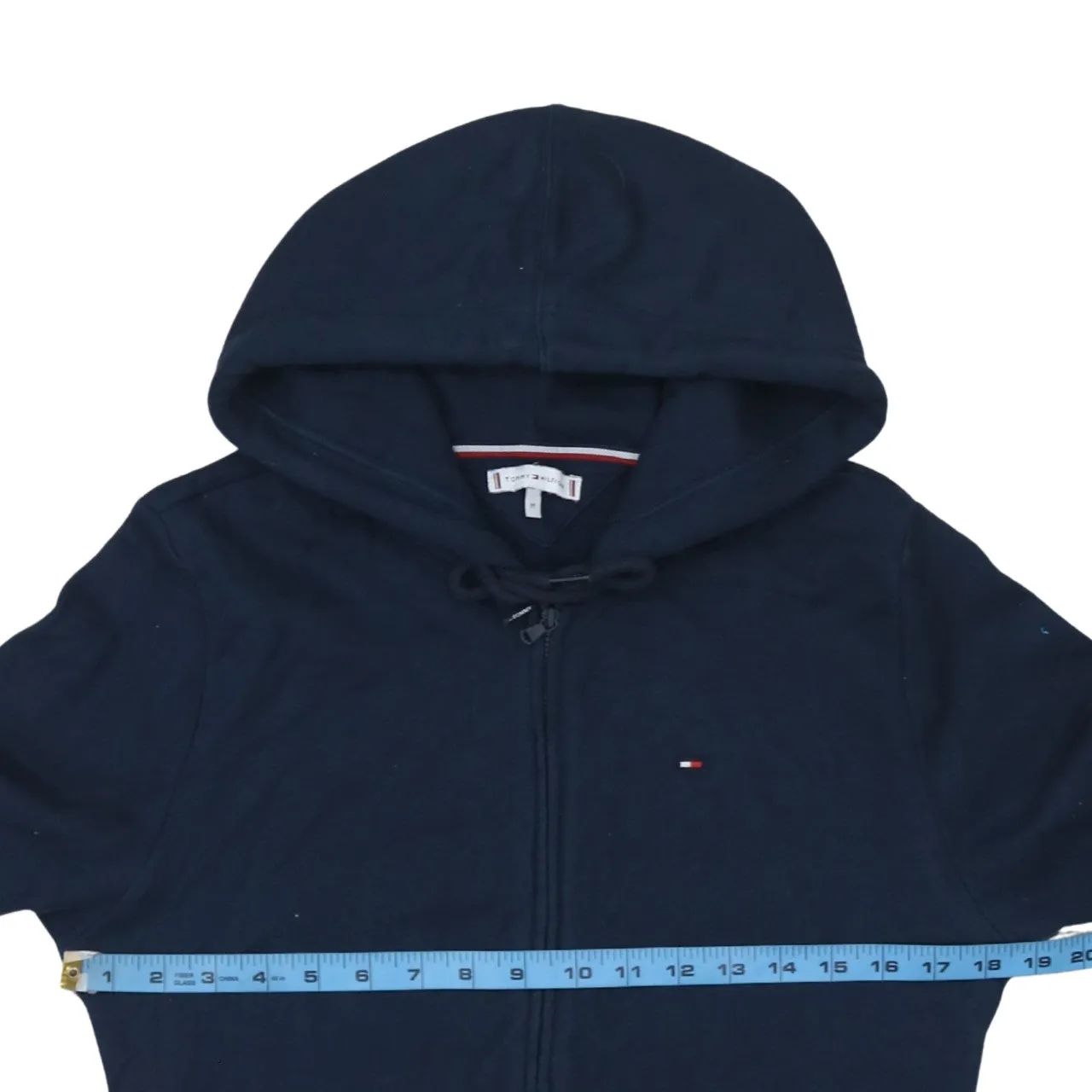 Tommy Hilfiger 90's Drawstring Pockets Full Zip Up Hoodie Medium Navy Blue sold by Vintage Club product image thumbnail 5