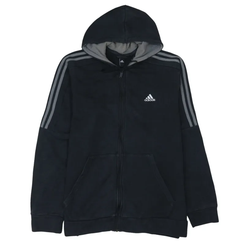 Adidas 90's Striped Sleeve Full Zip Up Hoodie XLarge Black sold by Vintage Club