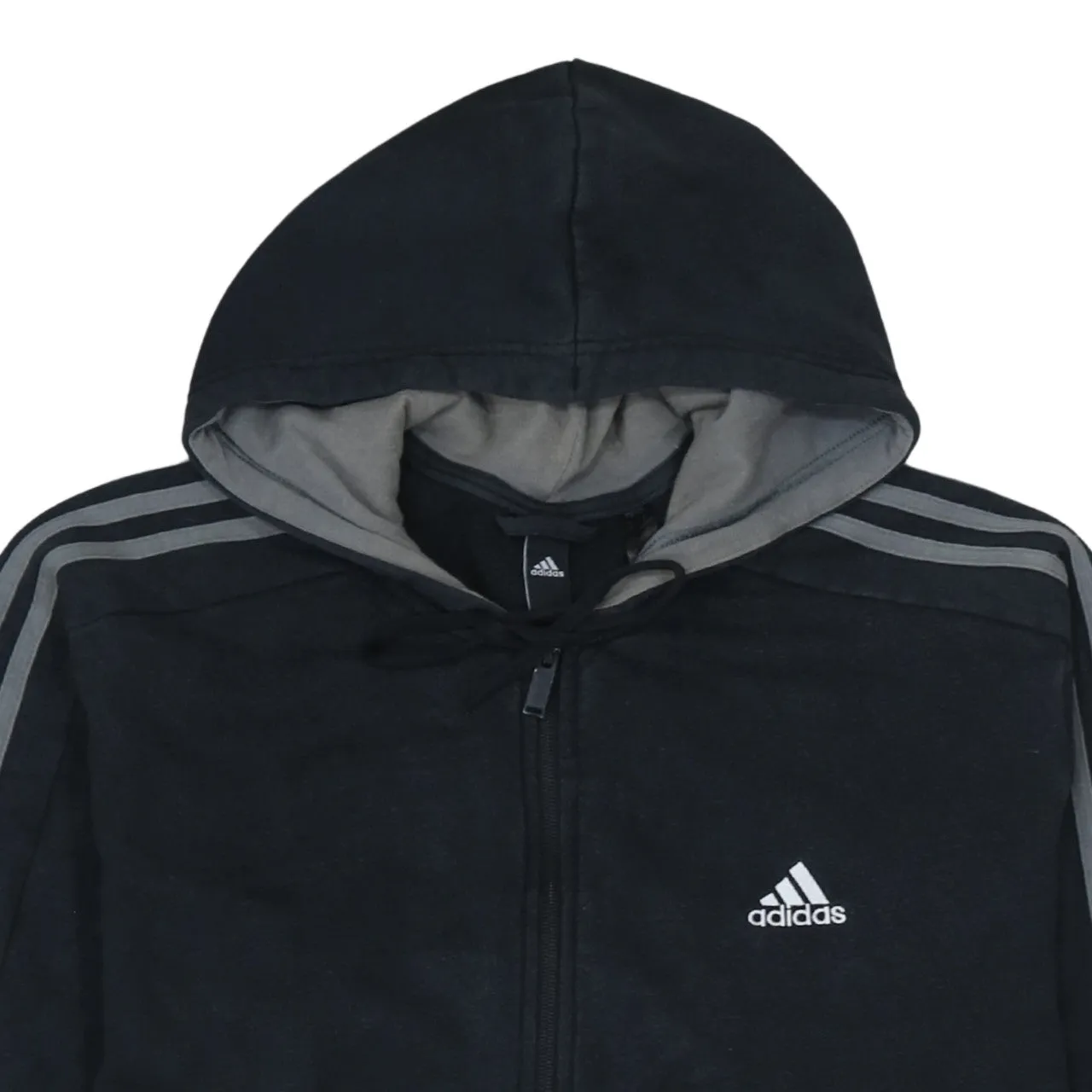 Adidas 90's Striped Sleeve Full Zip Up Hoodie XLarge Black sold by Vintage Club product image thumbnail 3