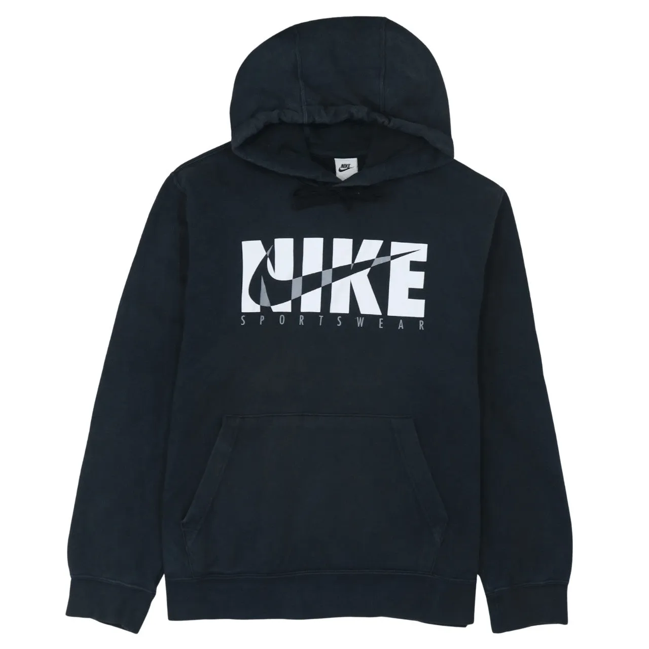 Nike 90's Center Middle Swoosh Pullover Hoodie Large Black sold by Vintage Club
