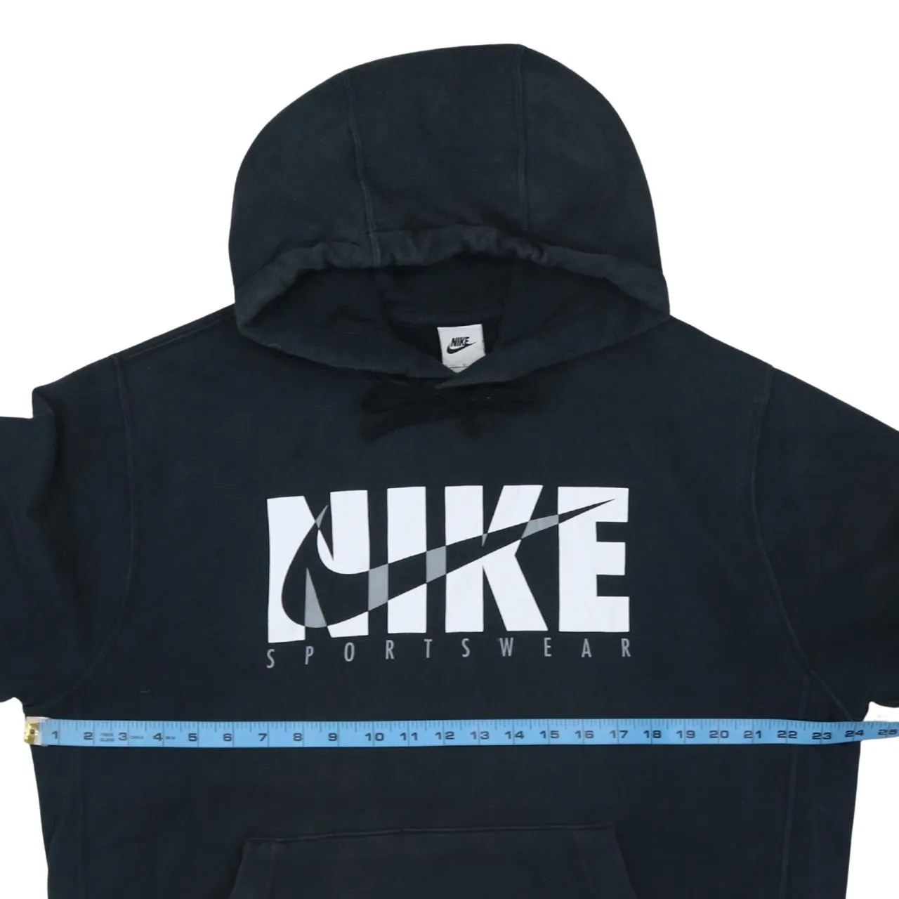 Nike 90's Center Middle Swoosh Pullover Hoodie Large Black sold by Vintage Club product image thumbnail 5