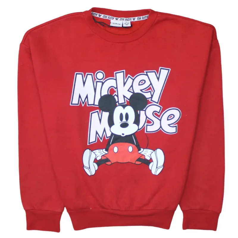 Disney 90's Mickey Mouse Crew Neck Sweatshirt XSmall Red sold by Vintage Club