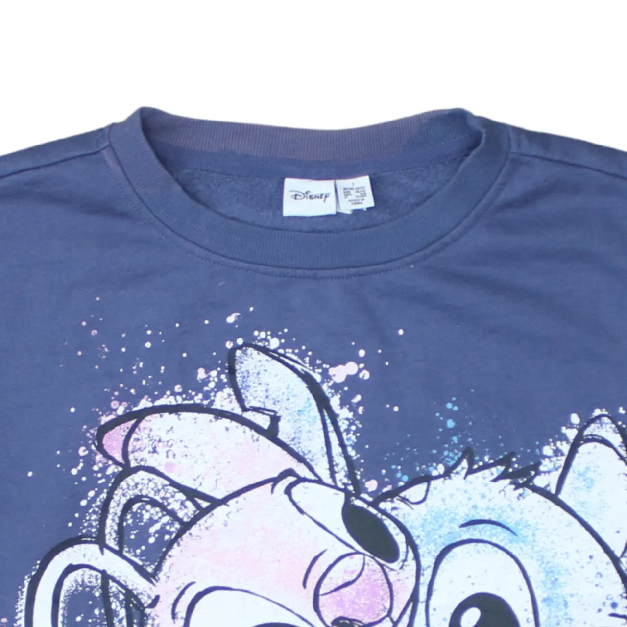 Disney 90's Stitch & Angel Crew Neck Sweatshirt Small Navy Blue sold by Vintage Club product image thumbnail 3