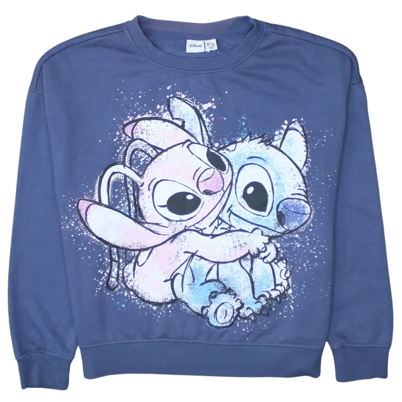 Disney 90's Stitch & Angel Crew Neck Sweatshirt Small Navy Blue sold by Vintage Club