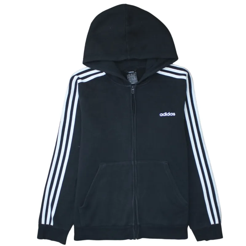 Adidas 90's Striped Sleeve Full Zip Up Hoodie XLarge Black sold by Vintage Club