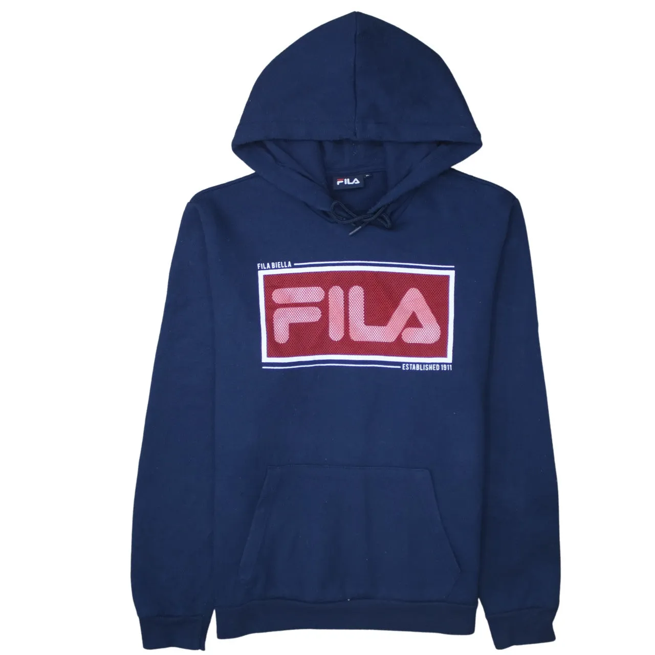 Fila 90's Spellout Pullover Hoodie XLarge Navy Blue sold by Vintage Club