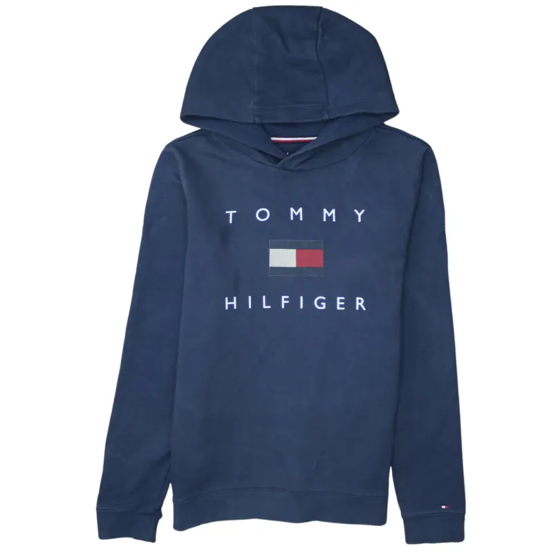 Tommy Hilfiger 90's Spellout Pullover Hoodie Small  Navy Blue made by Tommy Hilfiger