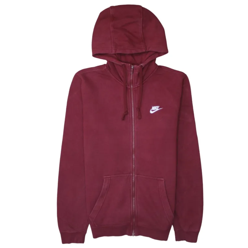 Nike 90's Swoosh Full Zip Up Hoodie Small Burgundy Red made by Nike