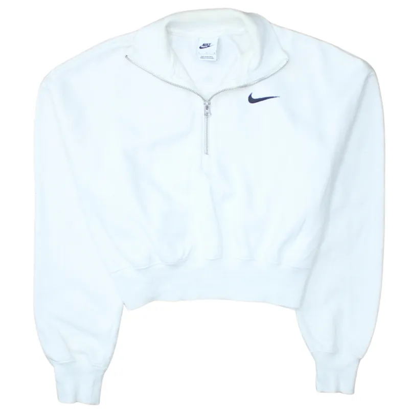 Nike 90's Swoosh Quarter Zip Sweatshirt Small White sold by Vintage Club
