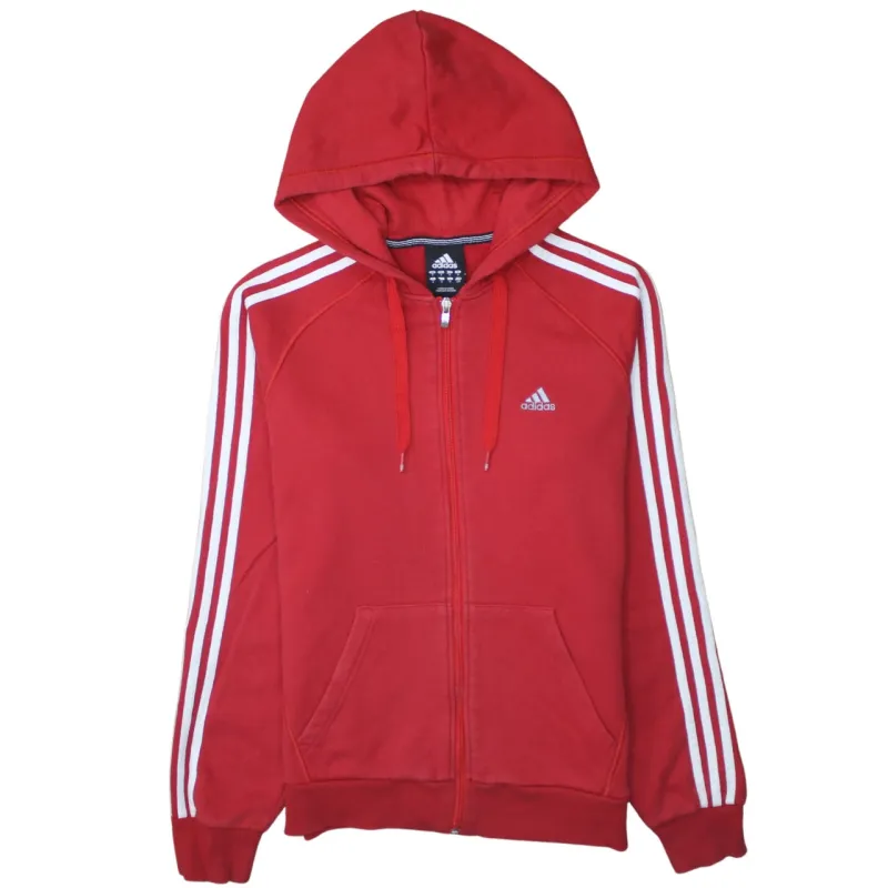 Adidas 90's Striped Sleeve Full Zip Up Hoodie Small Red sold by Vintage Club