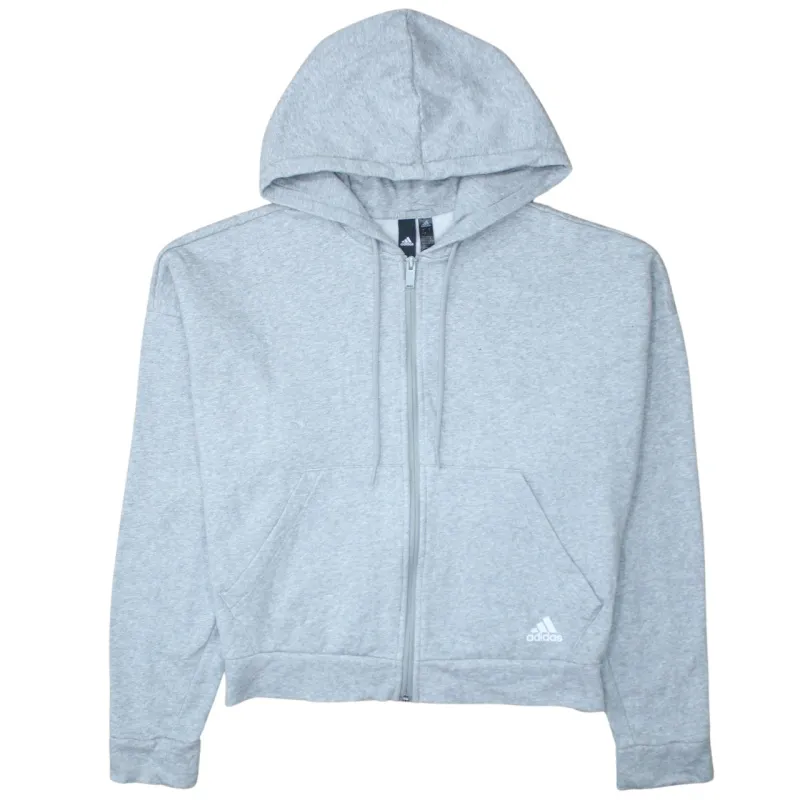 Adidas 90's Drawstring Pockets Full Zip Up Hoodie Large Grey sold by Vintage Club