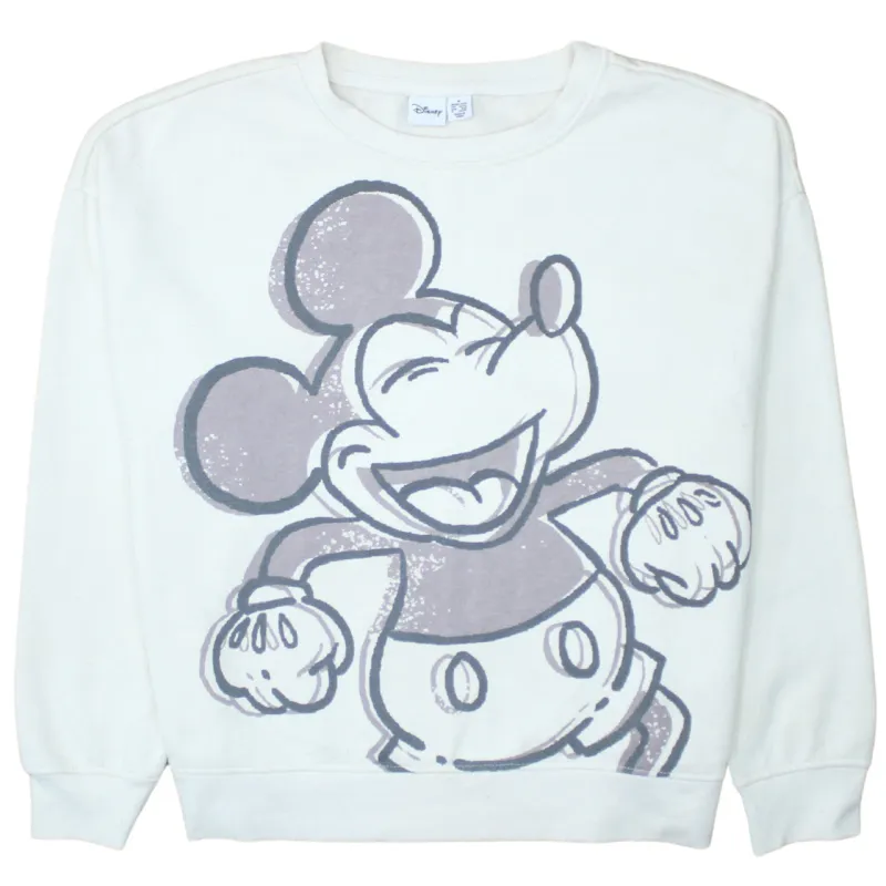 Disney 90's Mickey Mouse Crew Neck Sweatshirt Medium Beige Cream sold by Vintage Club